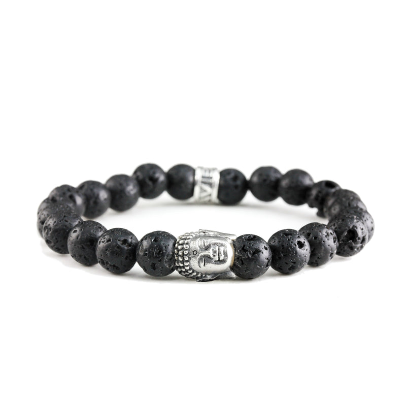 Bracelet Bouddha Lava et argent