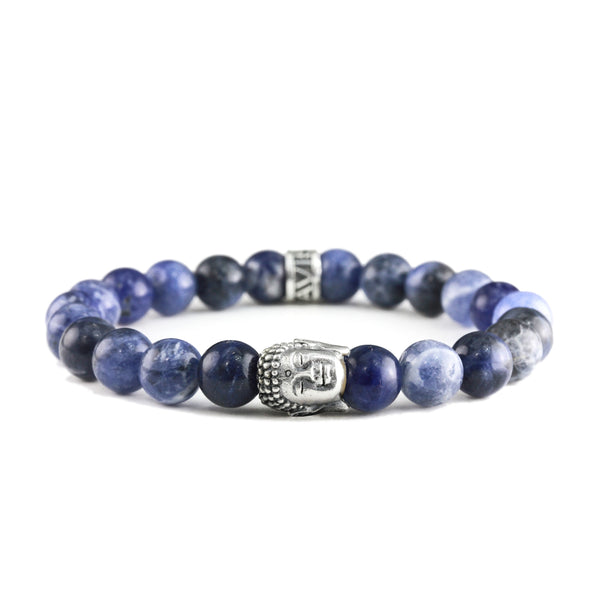 Bracelet Tête Bouddha en Argent et Sodalite