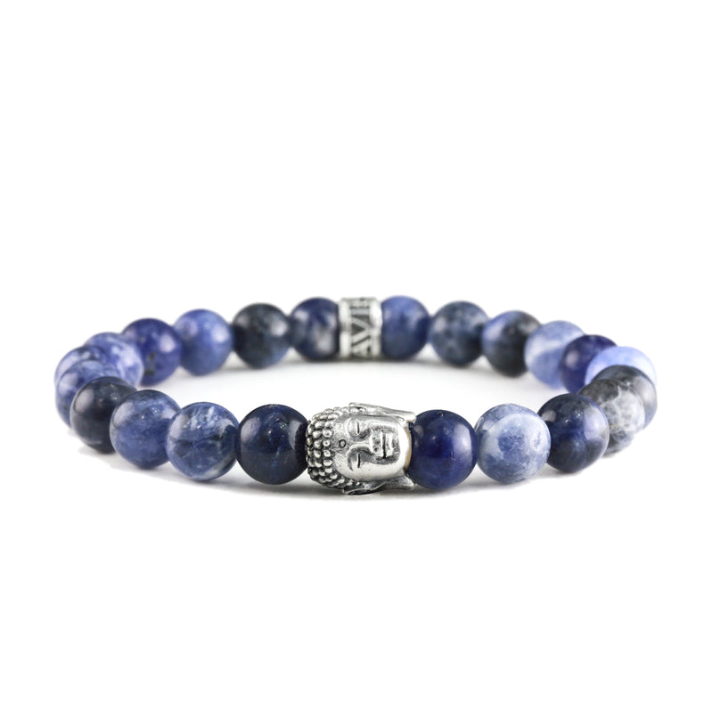 Bracelet Tête Bouddha Sodalite et argent