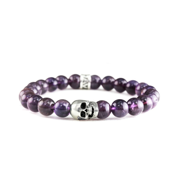 Bracelet Skull Amethyste et argent