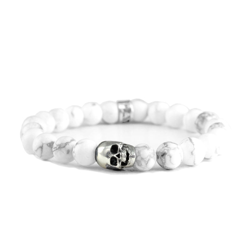Bracelet Skull Howlite et argent