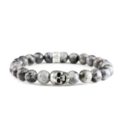 Bracelet Skull Larvikite et argent
