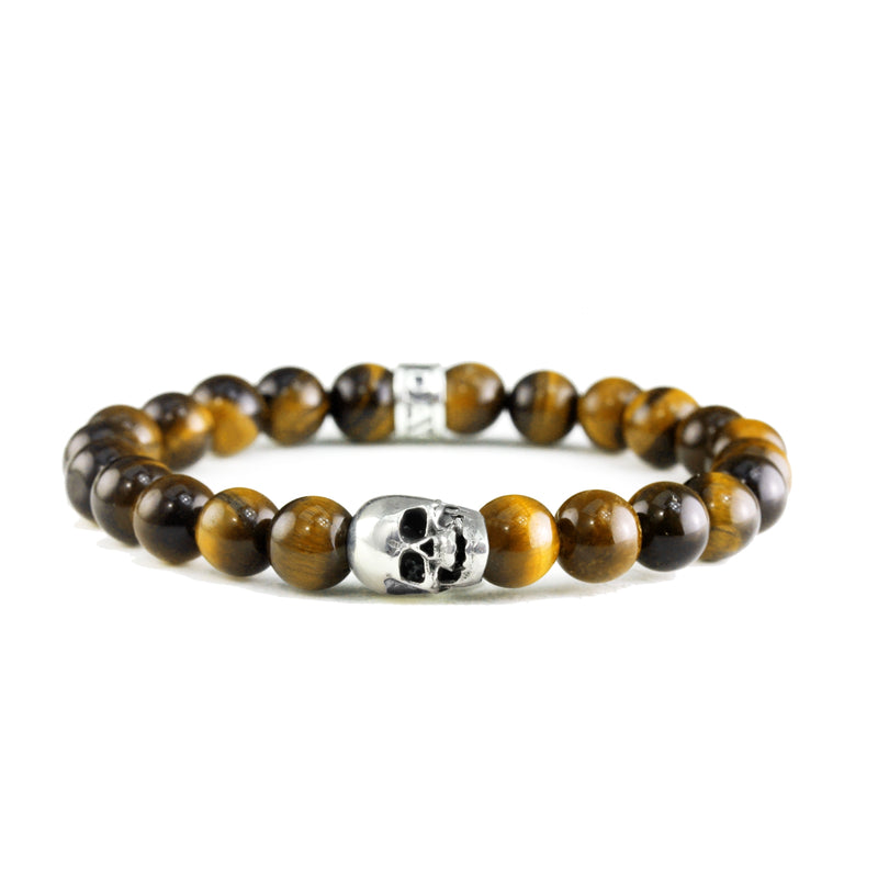 Bracelet Skull Oeil de Tigre Jaune