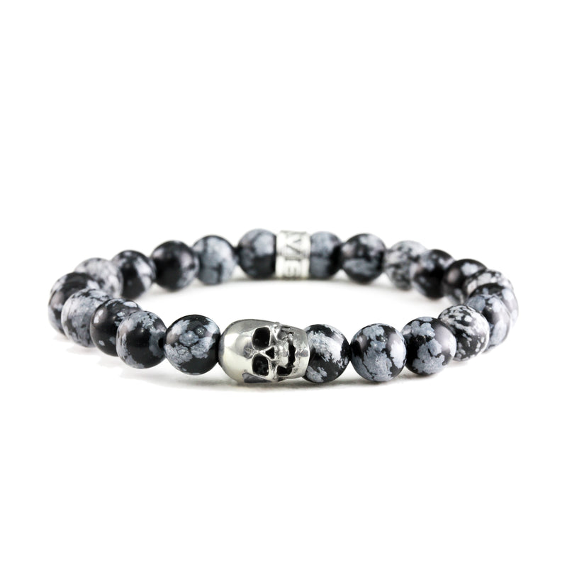 Bracelet Skull Snow Flake et argent
