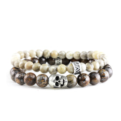 Bracelet Duo Skull Bronzite - Corail F.