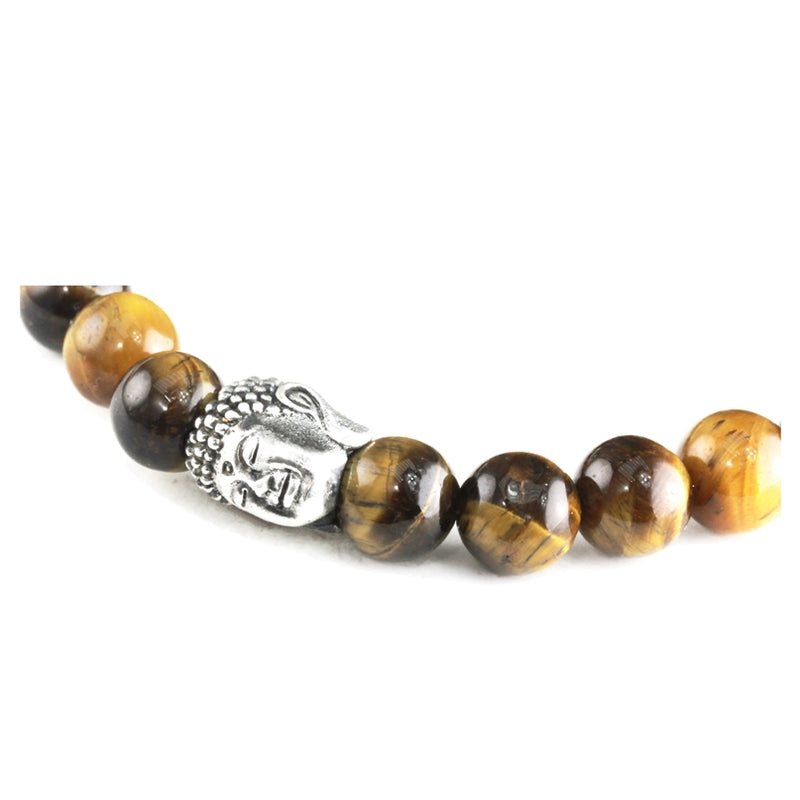 Bracelet Bouddha Oeil de Tigre Jaune et argent