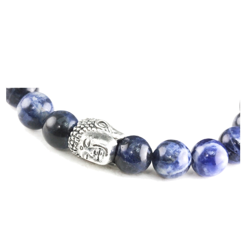 Bracelet Tête Bouddha Sodalite et argent