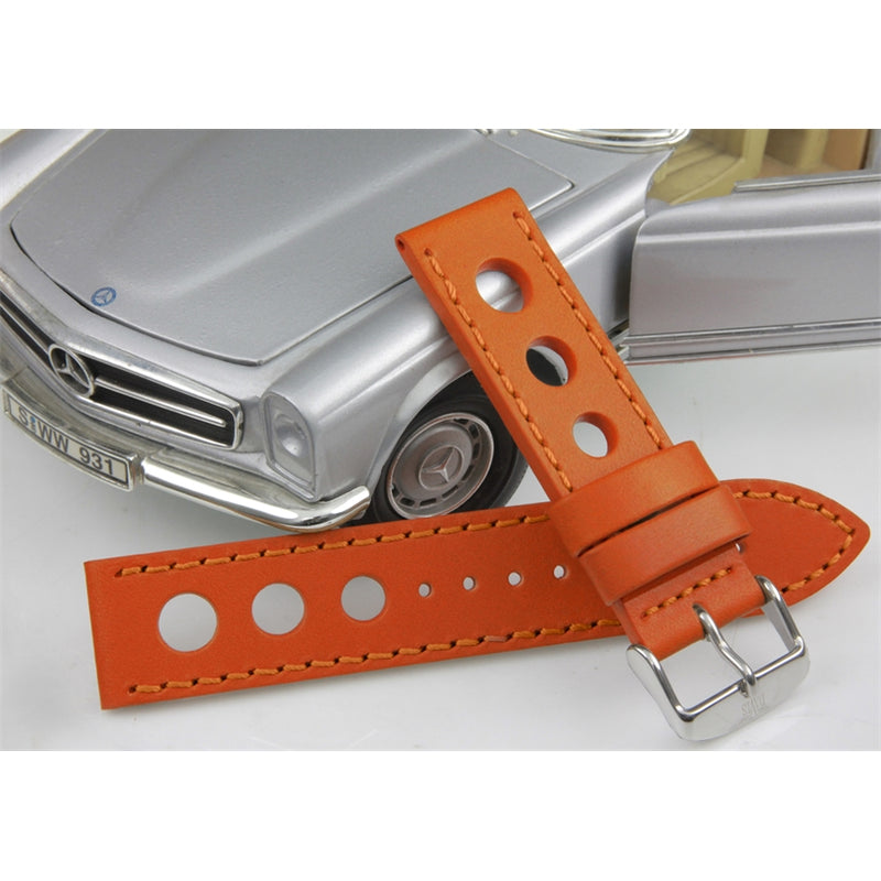 22mm Bracelet Montre Cuir Racing Orange B0323