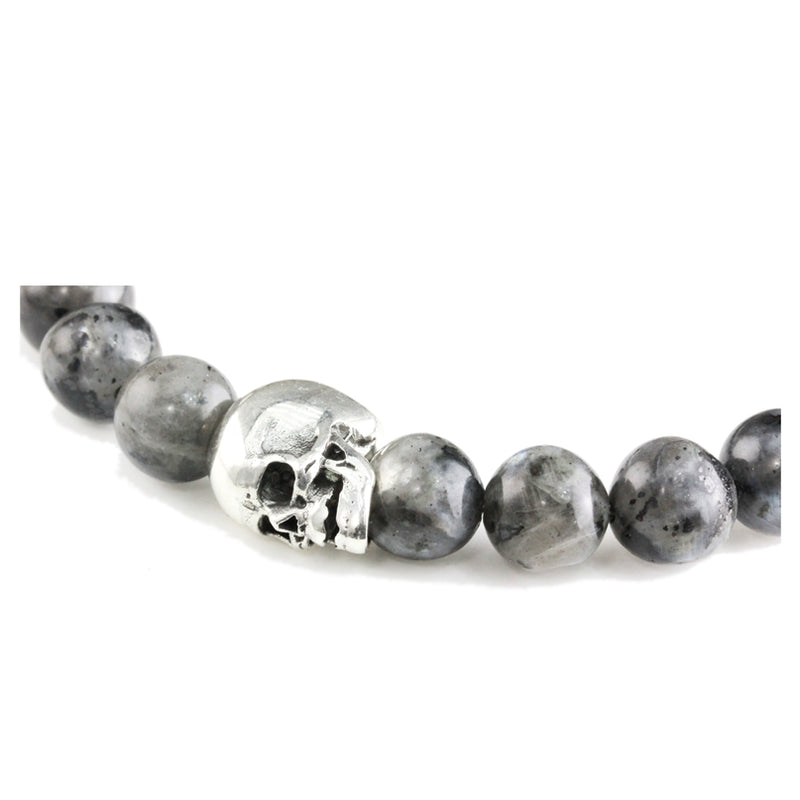 Bracelet Duo Skull Larvikite - Onyx Poli et argent
