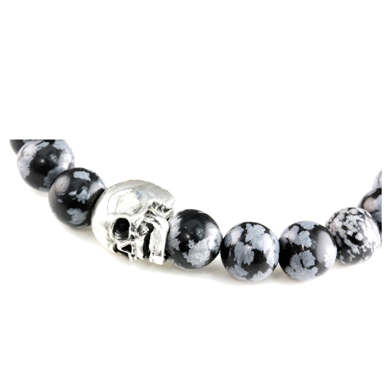 Bracelet Duo Skull Snow Flake - Onyx Poli et argent
